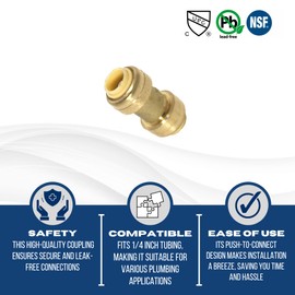 XFITTING Push Fit 1/4 Inch x 1/4 Inch, 1/4 in Push Fit Coupling, 28-6-6=5XX, 5 Pieces