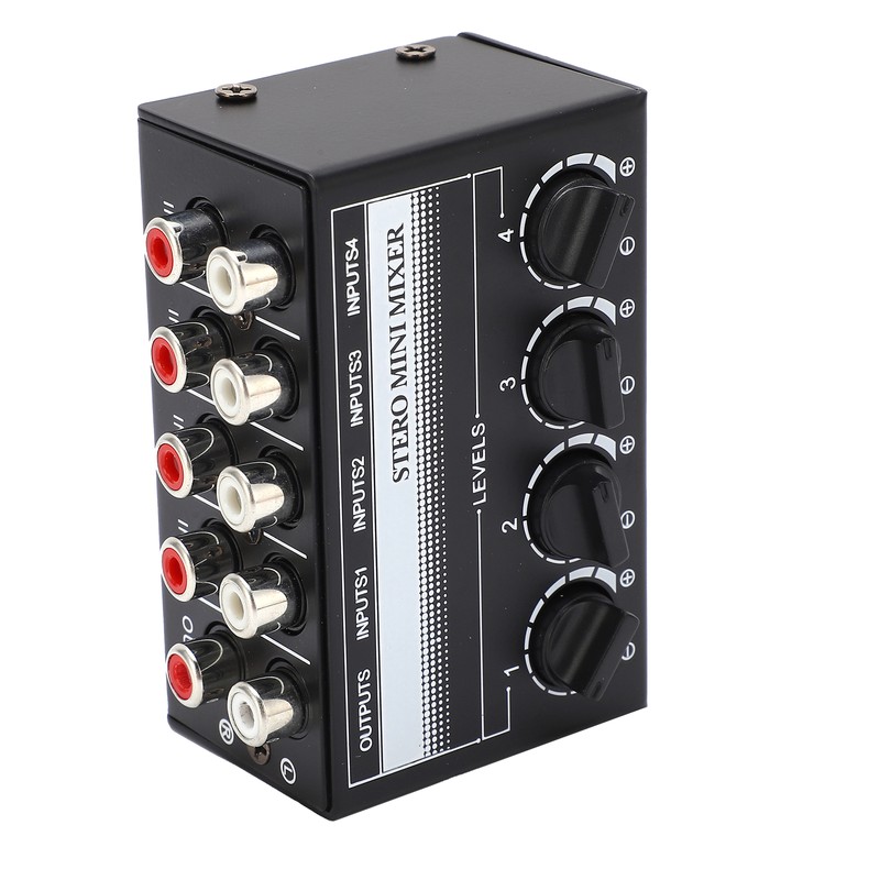 Stereo Mini Mixer Passive Audio Signal Controller 4 Channel Hub