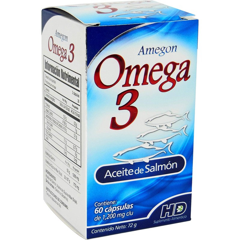 Omega 3 Amegon Aceite de Salmón cápsulas de gelatina blanda