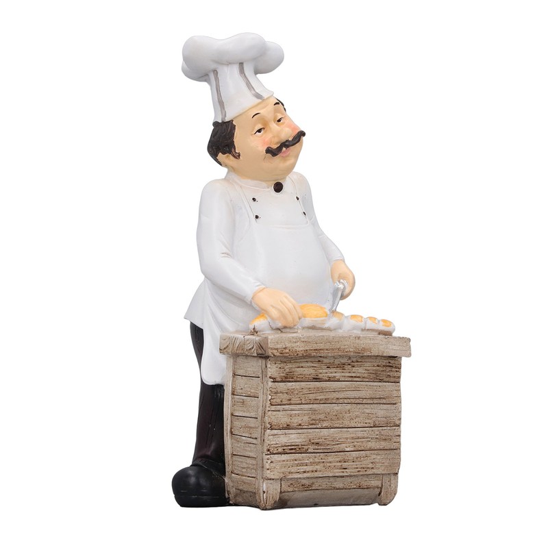 Resin Chef Statue Restaurant Dining Table Decor Figurine Ornament Kitchen
