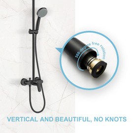 OFFO Shower Hose 2.5m, PVC Smooth Shower Pipe with Washers, Flexible Anti-Kink Handheld Shower Head Hose,High Pressure Shower Hose for Bath Taps Replacement,Matte Black