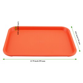 MAHIONG 10 Pack 13.8 x 10.6 Inch Orange Fast Food Tray, Large Rectangular Restaurant Serving Trays, Plastic Cafeteria Trays School Lunch Trays