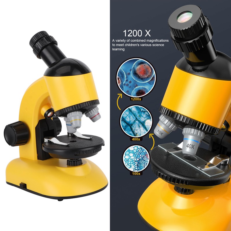 40X-1200X Kids Microscope with 360 Rotation Head Educational Toy for