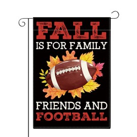 Fall Garden Flag Autumn Football Garden Flag 12x18 Inch Double Sided Fall Maple Leaf Thanksgiving Holiday Flags for Yard Front Porch Patio (Flay 2206)