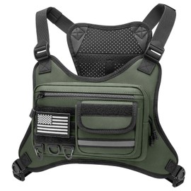 OCKLILY Chest Bag for Men Women, Outdoor Sports Tactical Vest, Chest Pack for Running, Cycling, Hiking, Workouts, Traveling - Green