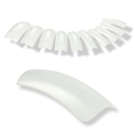 Pack of 100 square tips, clear transparent with light C-curve in tip box, ABS quality