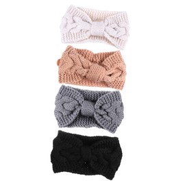 FOMIYES Anti-strangle Headband 4pcs Wool Knitted Hair Bands Warm Winter Headwraps Button Hair Band for Cold Weather