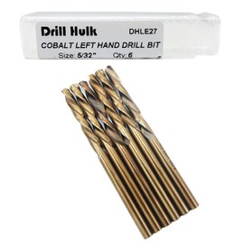 5/32-Inch Cobalt Steel M35 Left Hand Drill Bit for Removing Damaged Bolts and Screws, Pack of 6