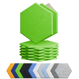 Amantech 12 Pack Acoustic Panels Self Adhesive Sound Proof Foam, High Density Sound Acoustic Foam Panel, 12 X 10.23 X 0.4 Inch Hexagon Wall Panels in Home,Office,Reccording Room,Studio (Fruit Green)