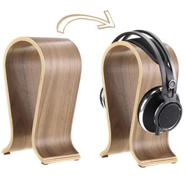 Kopfhörerhalter Holz, Kopfhörer Halter, Kopfhörer Ständer Holz, Kopfhörer Halterung, Kopfhörer Halter Holz Eiche, Dauerhaft, Rutschfeste, Ideale Headset Halterung für Zuhause, Büro, Studie (Braun)