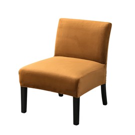 Jusmate Velvet Accent Chair Cover Slipcover, Armless Stretch Super Soft Thick Velvet Chair Slipcovers for Armless Chair Furniture Protector with Elastic Bottom, Camel