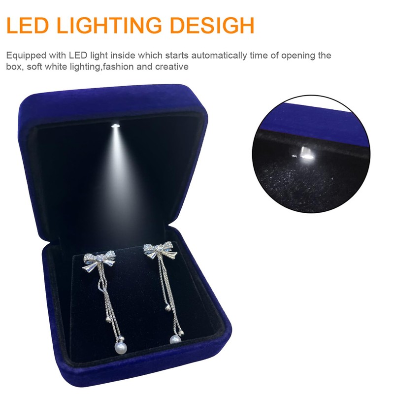 GBYAN Velvet Earring Box with LED Light, Stud Earring Gift