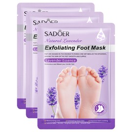 ZEXIJOW 3 Paar Fußpeeling-Masken,Feuchtigkeitsspendende Fußpflegemaske,Repariert Fersen,Entfernt abgestorbene und trockene Haut,Peeling-Fußmaske für trockene und rissige Füße(Lavendel)