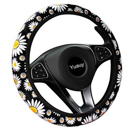 Yuauy Flower-style Steering Wheel Cover Microfiber Leather Anti-Slip Universal Car Steering Wheel Cover Faux Leather for Car Accessories Auto Car Without Inner Ring (Chrysanthemum)