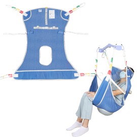 EZ Assistive Patient Lift Sling with Commode - Patient Lifting Slings for Transfer - Medical Full Body Straps for Elderly, Disabled,Nursing,Caregiver - SWL 500 lbs (Medium-Blue-1 PC)