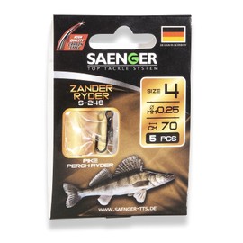 Zander Ryder S-249 Size 4 - 70 cm Leader Hook Carbon Steel SÄNGER