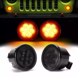 For Jeep Wrangler JK JKU 2007-2018 Front LED Turn Signal Lights Blinkers Parkin