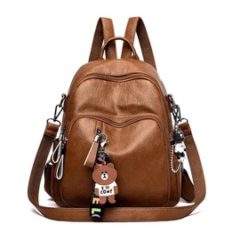 AINUOEY Women's Backpack Bags Women Elegant Bag City Backpack Handbag Vintage PU Leather 76656 1-Piece Set, brown