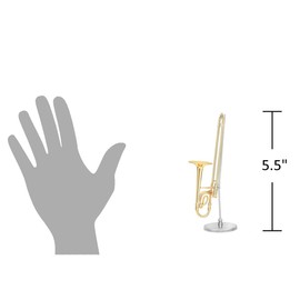 Broadway Gift Gold Trombone Music Instrument Miniature Replica with Case - Size 5.5 in. Decotative musical instrument. Not Intended to be Played!