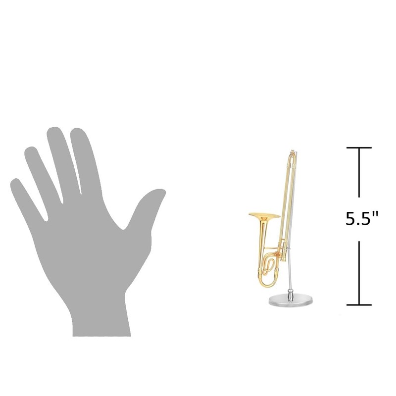Broadway Gift Gold Trombone Music Instrument Miniature Replica with Case