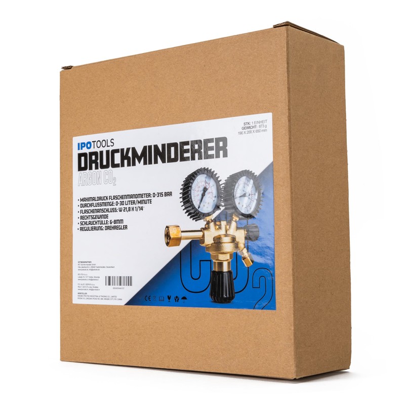IPOTOOLS Druckminderer Druckregler für Argon/CO2 Schutzgas zu MIG/MAG Schweißgerät