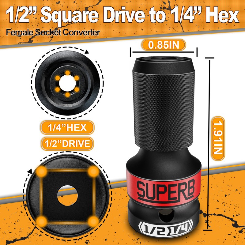 Skrweax Impact Wrench Adapter 2 Pieces 1/2" to 1/4" Socket