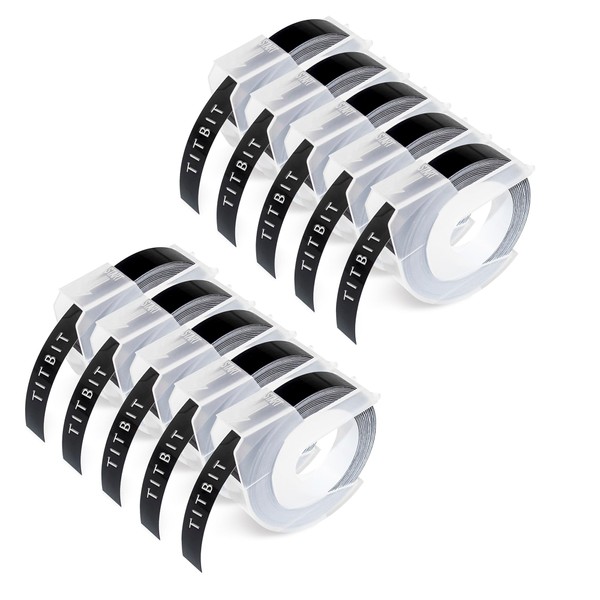 TITBIT 10-Pack 3D Emboss Tapes Compatible with DYMO Express Pro