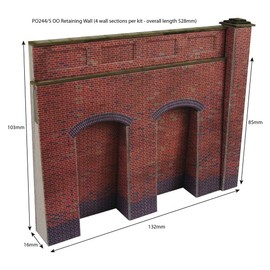 Metcalfe Models PO244 OO/HO Scale Retaining Walls Red Brick Style by Metcalfe Models