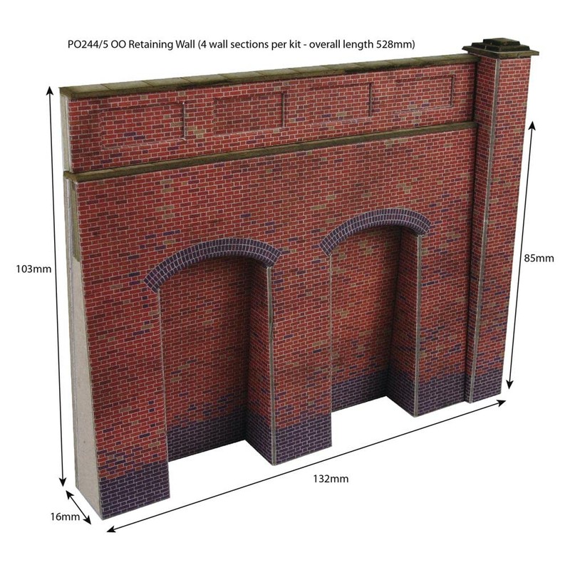 Metcalfe Models PO244 OO/HO Scale Retaining Walls Red Brick Style