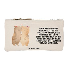 Mr. & Mrs. Panda Make-Up Bag Bear Sisters, White, Hand Drawn