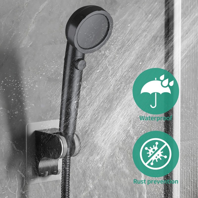 HEROBAI Hand Held Shower Head Holder Wall Mount, Shower Hose