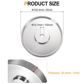 HARFINGTON Diamond Lapidary Wheel 6 Inch x 1 Inch with 1/2" Arbor Hole 45 Grit Jewelry Grinding Wheels, for Stone Marble Gem Glass Ceramics Crystal Cemented Carbide Steel