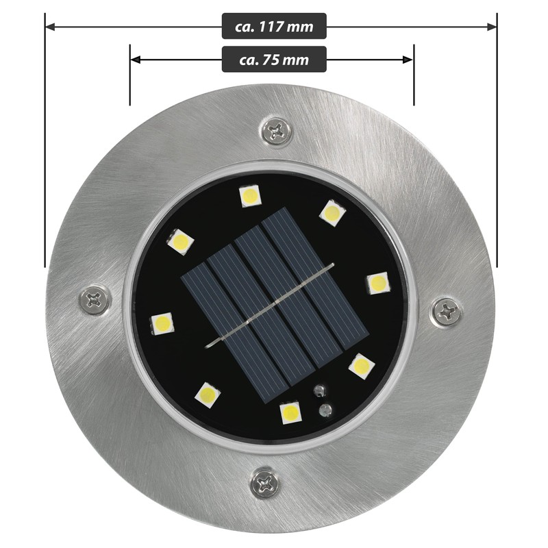 Solar Ground Spotlight with 8 LEDs White Stainless Steel Recessed