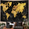 Dtekoj World Geographical Distribution Tapestry, Black and Gold World Map,