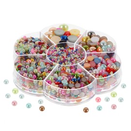 Operitacx Half Flatback Craft Decor Kit Faux for Nail Art Jewelry Making Crafts Costumes and Wedding Decorations