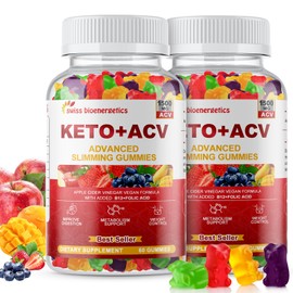 swiss bioenergetics (Paquete de 2) Gomitas de vinagre de sidra de manzana cetogénicas, suplemento dietético de gomitas de ACV cetogénicas, gomitas... 
