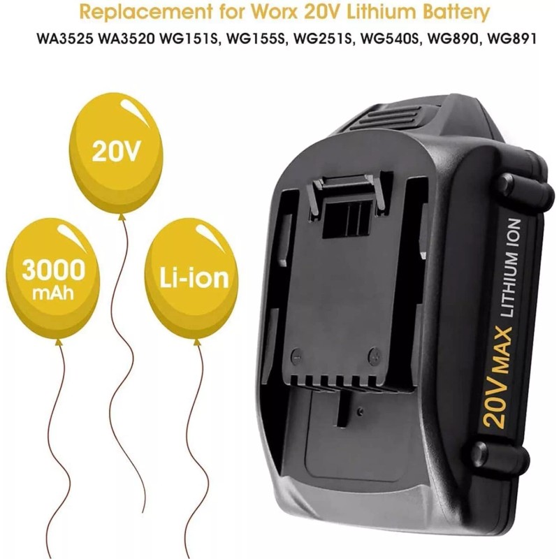 For WORX 2pack For WORX 20V MAX Extend Lithium Battery