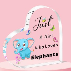 QMVMV Funny Elephant Acrylic Plaque Gifts Animal Lover Gift Just A Girl Who Loves Elephants Elephant Lover Gift For Women Girls, Who Loves Elephants Acrylic Plaque