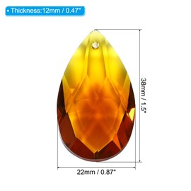 PATIKIL K9 Crystal Pendants Teardrop Beads, 6 Pack 38mm Chandelier Prisms DIY Amber