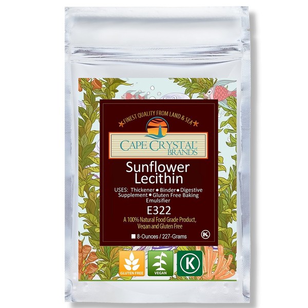 Cape Crystal Sunflower Lecithin Powder, 100% Natural and Gluten-Free. It is The Vegan, Non-GMO Alternative to Soy Lecithin Powder (8-oz.)