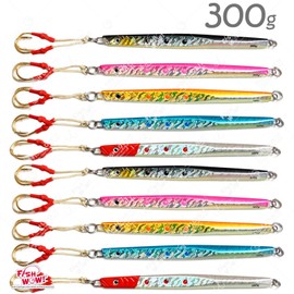 10pcs Fish WOW! 10.5 oz Vertical Speed jigs 300g Trolling Jig 10-inch with Two Assist Hooks - 5 Colors