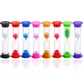 WSSROGY 8 Pack Colorful Hourglass Sand Timer Set for Kids, 20Sec 30Sec 1Min 2Min 3Min 4Min 5Min 10Min for Kids Toothbrush Games Classroom Home