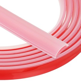 PATIKIL Silicone Weather Stripping Door Seal, 9.8 ft D Shape Weather Stripping Self Adhesive Door Seal Strip for Door Frame, Window Sealing, Large Gap, 0.51" Wx0.04 Tx0.2 H, Clear/Red
