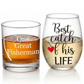 Ideas Wedding Gifts for Matching Couple,Newly,Funny Married Couple Gifts Set for Parents,Friends,Mr and Mrs Gifts for Anniversary,Birthday,Christmas,One Great Fisherman & Best Catch of His Life