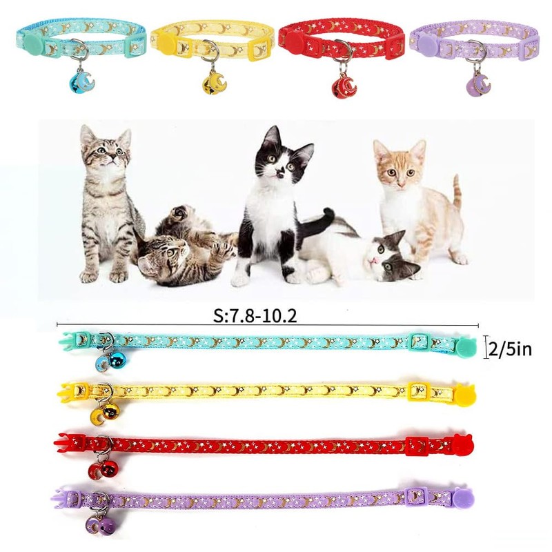 Yizepet Breakaway Cat Collar with Bell, 4 Pack Safety Adjustable