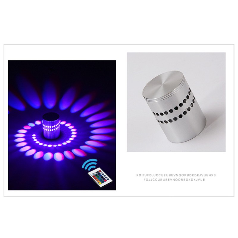 3W RGB LED Wall Light Lamp Spiral Hole Luminous Lighting