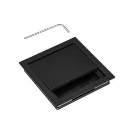 Gedotec Cable Grommet Aluminium with Brush Seal 100 x 100 mm Black - Cable Passage EXIT G11 ECO - Cable Management Desk & Office Furniture with Folding Cover