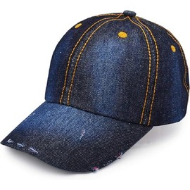 Denim Baseball Cap, Unisex Sport Hat Casual Women Men Sun Hat Cowboy Cap (AU, Alpha, One Size, Blue-Black)