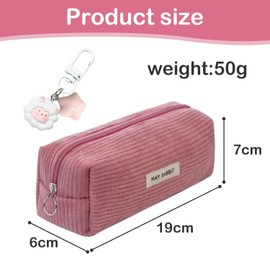 1 x Corduroy Pencil Case, 1 x Pencil Case Pendant, Pencil Case for Juniors, Sloppy Pencil Case, Corduroy Bag, Aesthetic Pencil Case