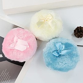 Polvo de cuerpo grande de 10,16 cm, suave y esponjoso con asa de lazo para cara o cuerpo, 2 unidades, color rosa                                      